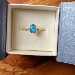 Elegant Lab Opal Ring in Gold Filled Setting 6